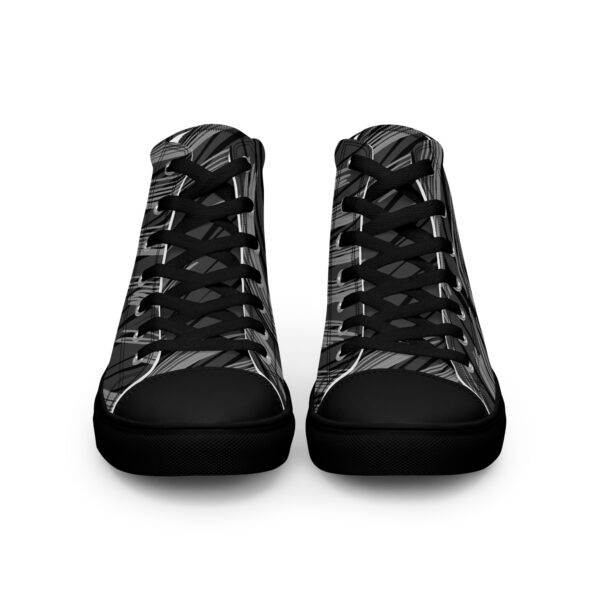 Black and gray patterned shoes Men’s high top canvas shoes