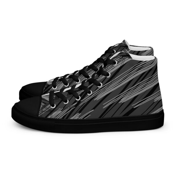 Black and gray patterned shoes Men’s high top canvas shoes