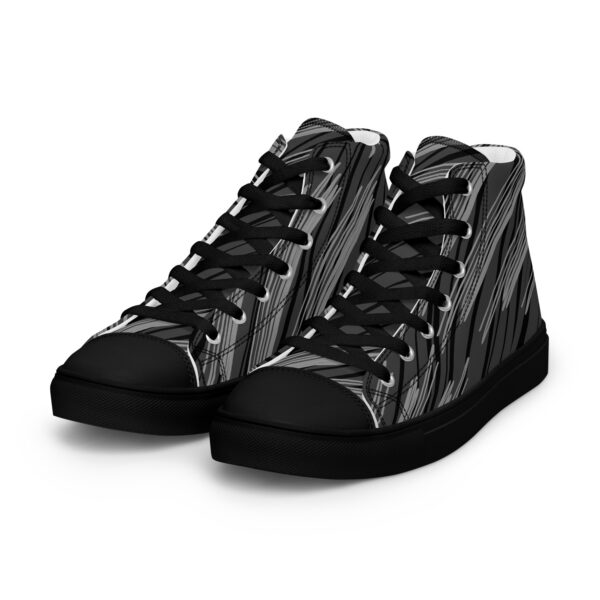 Black and gray patterned shoes Men’s high top canvas shoes