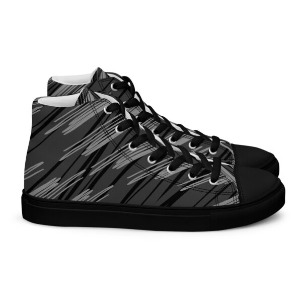 Black and gray patterned shoes Men’s high top canvas shoes