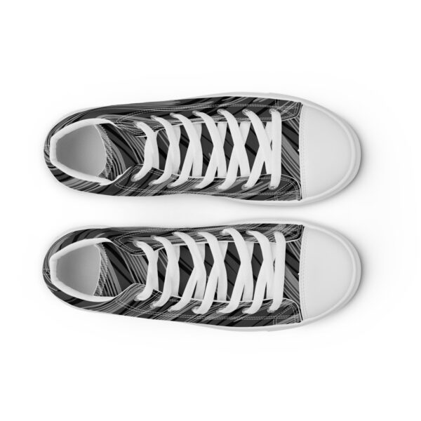 Black and gray patterned shoes Men’s high top canvas shoes