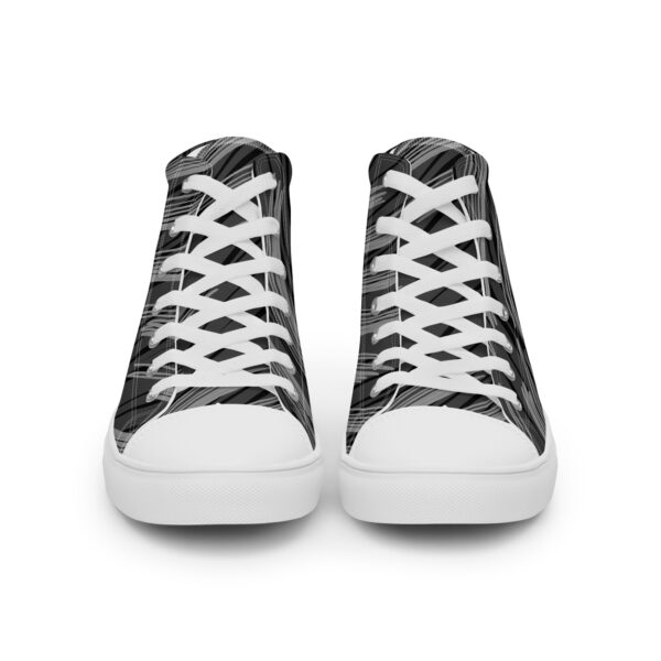 Black and gray patterned shoes Men’s high top canvas shoes