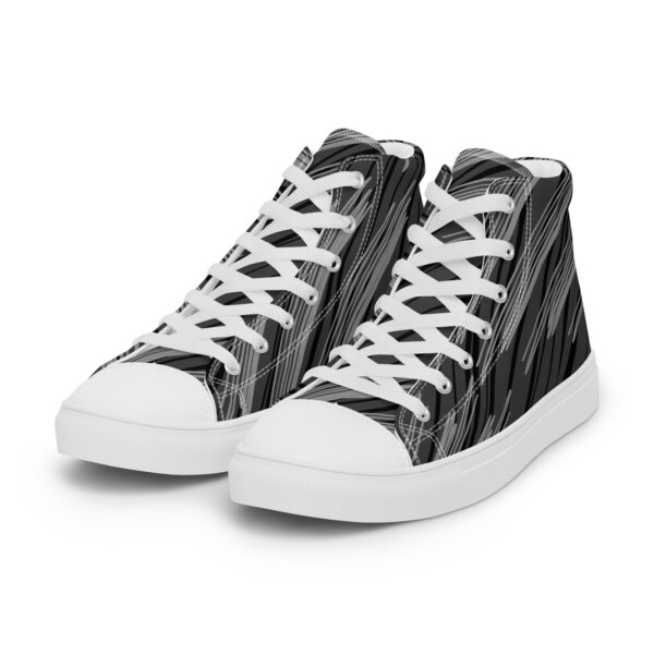 Black and gray patterned shoes Men’s high top canvas shoes