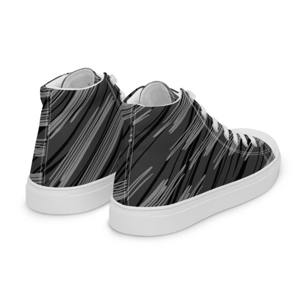 Black and gray patterned shoes Men’s high top canvas shoes