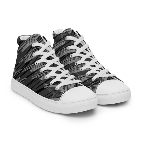 Black and gray patterned shoes Men’s high top canvas shoes